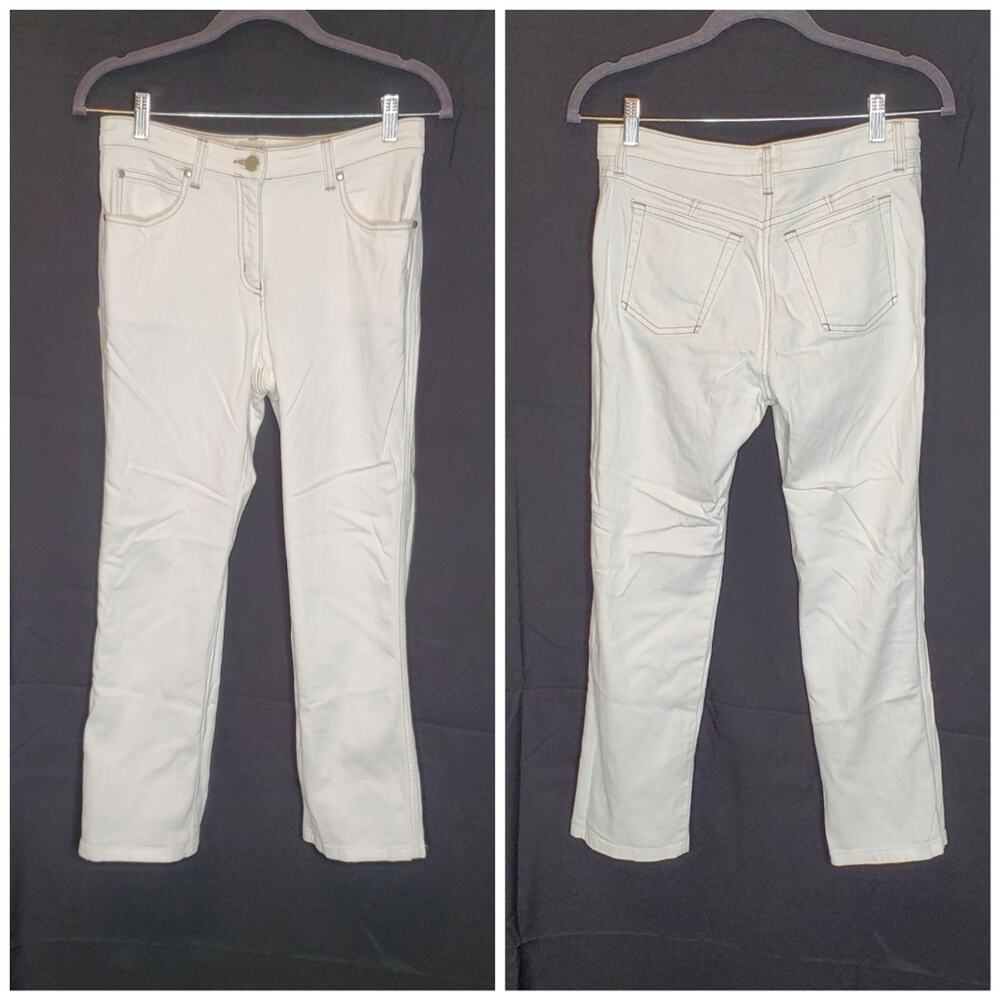❤️‍ VINTAGE 90s Designer Armani Collezioni Off-White Jeans w/ Accent Stitching